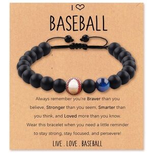 Baseball Bracelet with Inspirational Card and Gift Box